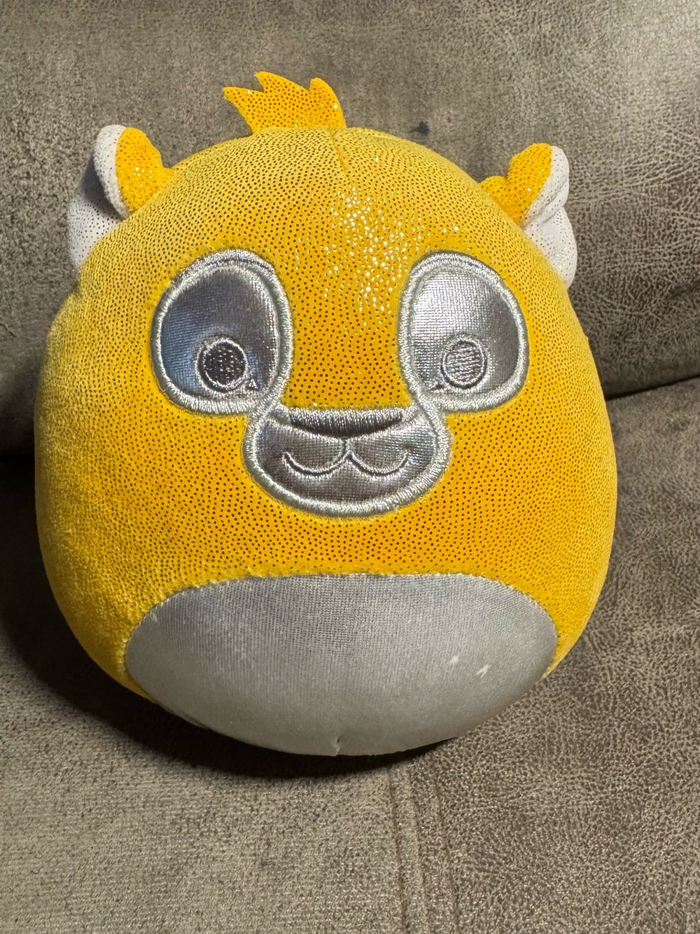 Squishmallow Yellow Plush Animal Accent Pillow with Silver Face